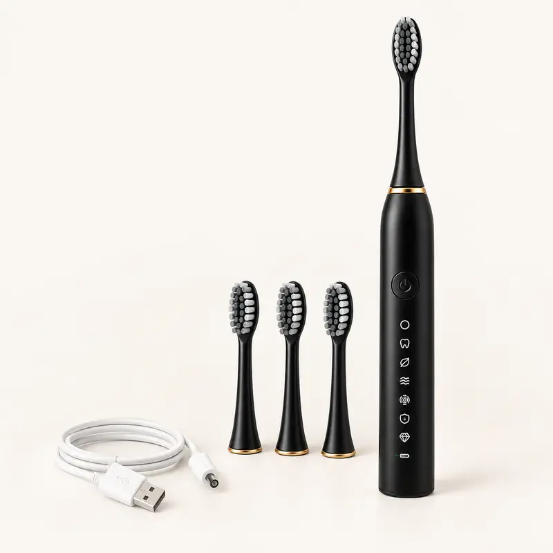 Brosse à dents sonique CIAOBOSI TX-39869 noire avec 3 têtes et câble USB